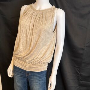 Max Studio Light Tan Gathered Tank Top